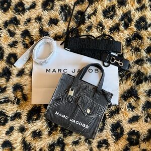Marc Jacobs Black Denim Tote with White Accents